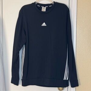 Adidas Black Crewneck with Signature Stripes